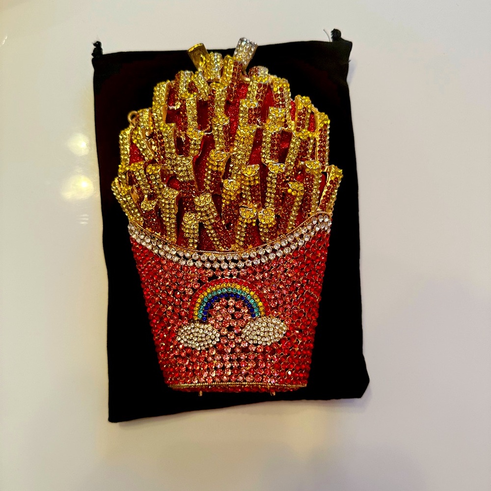 New French Fry Rhinestone Clutch Bag